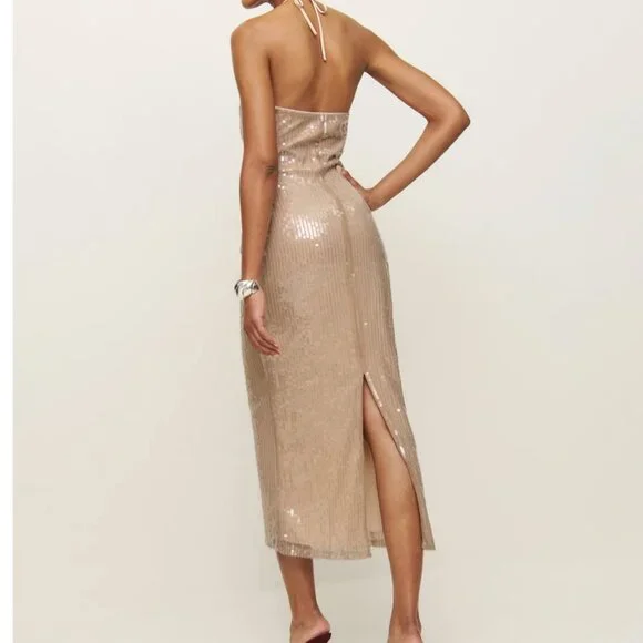reformation champagne dress Aydin Knit Dress